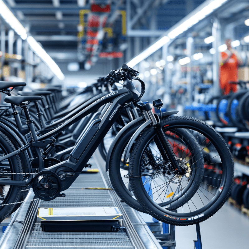 Ein schwarzes Fahrrad mit schmalen Reifen, einem stromlinienförmigen Rahmen und einem einfachen Gangsystem lehnt aufrecht vor einem weißen Hintergrund.